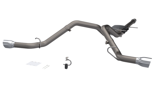 QTP 14-18 Chevy Silverado 1500 4.8L/5.3L EC/CC SB 304SS Scrmr Cat-Back Rear Split Exit w/4.5in Tips - 410015