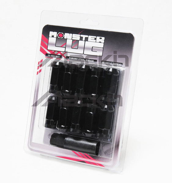Wheel Mate Monster Open End Lug Nut Set of 20 - Black 35mm 12x1.50 - 32999B