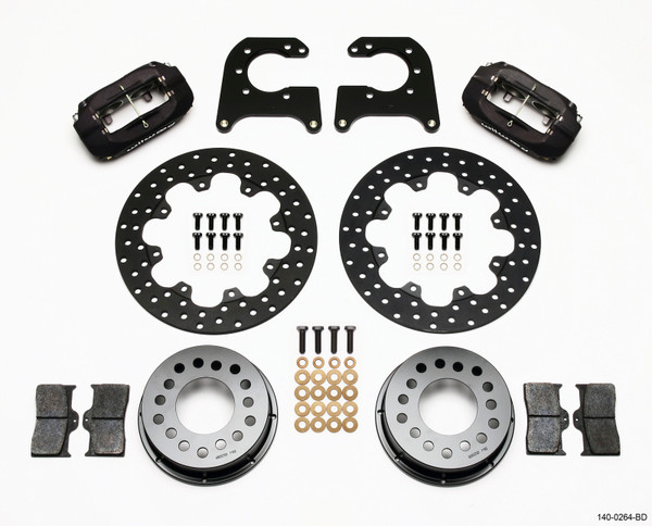 Wilwood Forged Dynalite Rear Drag Kit Drilled Rotor 58-64 Olds/Pontiac 1/2in Studs - 140-0264-BD