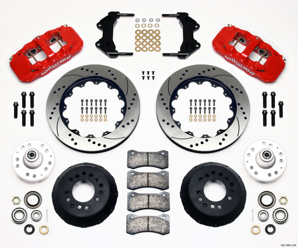 Wilwood AERO6 Front Hub Kit 14.00 Drilled-Red WWE ProSpindle - 140-10641-DR