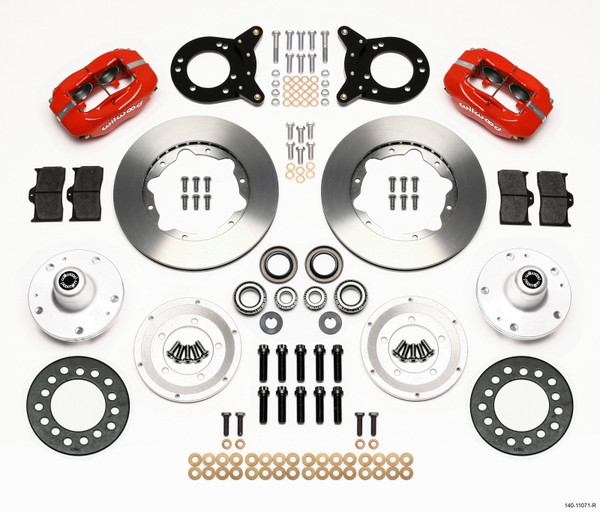 Wilwood Forged Dynalite Front Kit 11.00in Red 1965-1969 Mustang Disc & Drum Spindle - 140-11071-R