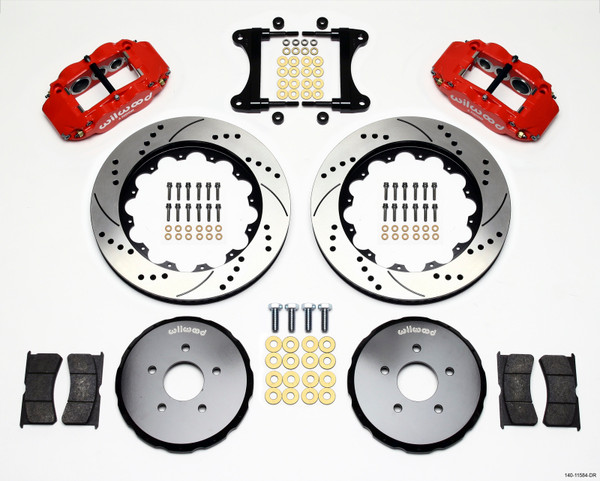 Wilwood Narrow Superlite 6R Front Hat Kit 14.00in Drill Red Nissan 370Z/Fiti G37 - 140-11584-DR