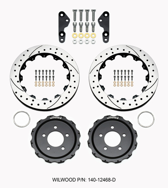 Wilwood Pro-Matrix Rear Kit Drilled 05-12 Mustang GT (2pc Hat/Rtr) - 140-12468-D