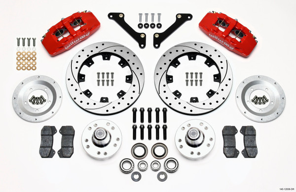 Wilwood Dynapro 6 Front Hub Kit 12.19in Drilled Red 79-81 Camaro - 140-12836-DR