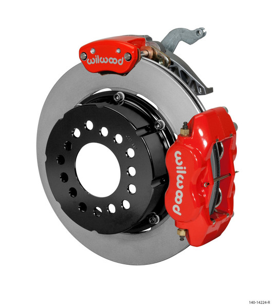 Wilwood Forged Dynalite P/S Rear Kit w/MC4 P-Brake Red Chev 12 Bolt w/Clip Eliminator - 140-14224-R