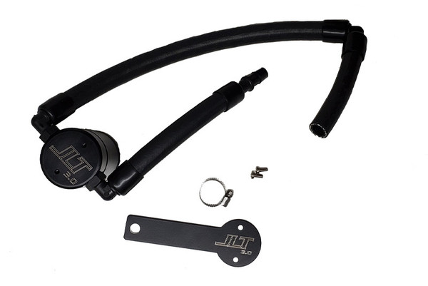 J&amp;L 18-22 Kia Stinger GT 3.3TT Passenger Side Oil Separator 3.0 - Black Anodized - 3106P-B
