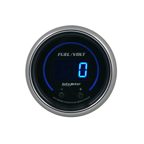 Autometer 52.4mm Black Switchable 0-100 Fuel Level / 8-18V Voltmeter Cobalt Elite Digital Gauge - 6709-CB