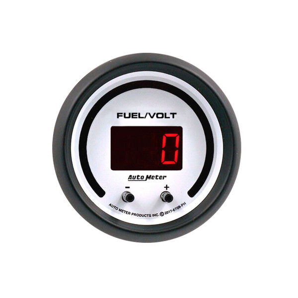 Autometer 52.4mm White Switchable 0-100 Fuel Level/8-18V Voltmeter Phantom Elite Digital Gauge - 6709-PH