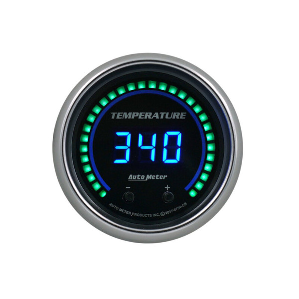 Autometer 52.4mm Black Switchable 60-340 Degrees F / 40-170 Degrees C Cobalt Elite Digital Gauge - 6754-CB