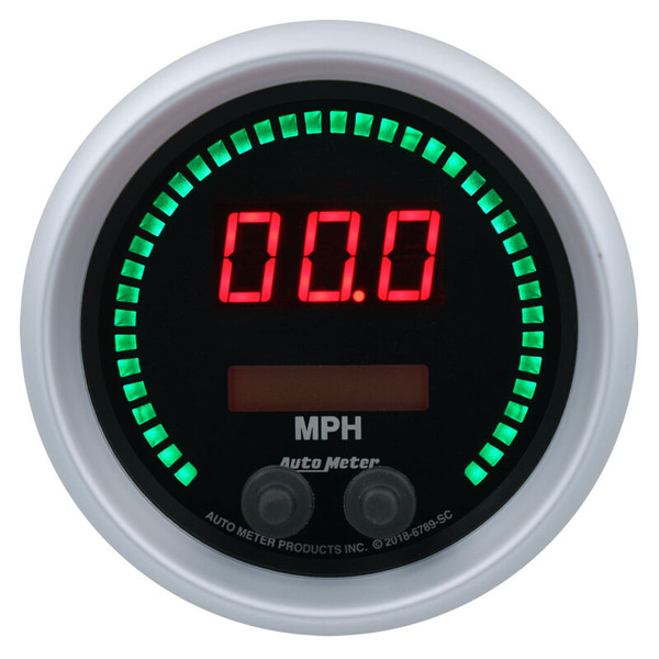 Autometer 85.7mm Black Switchable 260 MPH / 260 KM/H Speedometer Sport-Comp Elite Digital Gauge - 6789-SC