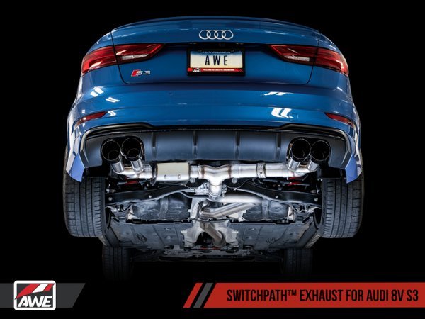 AWE Tuning Audi 8V S3 SwitchPath Exhaust w/Diamond Black Tips 102mm - 3025-43072