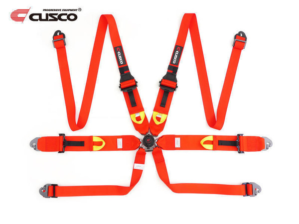 Cusco Universal 6 Point 3in Shoulder 3in Lap (HANS) w/Eyebolts (7/16-20UNF) FIA Racing Harness- Red - 00B CRH N6HRD