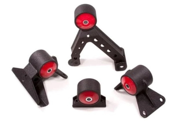 Innovative 07-13 Mitsubishi Evolution 4B11T Black Steel Mounts 85A Bushings - 70750-85A