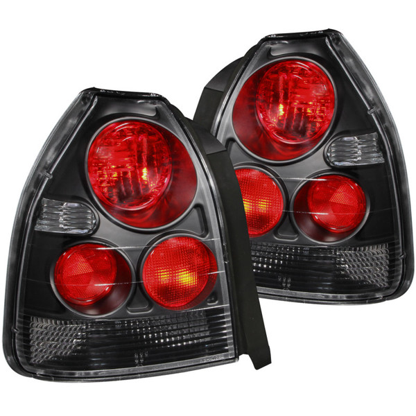 ANZO 1996-2000 Honda Civic Taillights Black - 221065