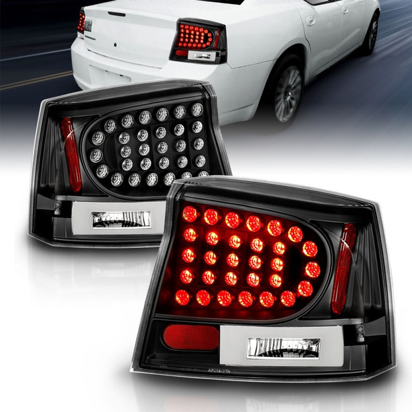 ANZO 2006-2008 Dodge Charger LED Taillights Black - 321014