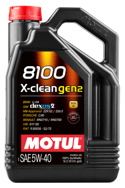 Motul 5L Synthetic Engine Oil 8100 X-CLEAN Gen 2 5W40 - 109762