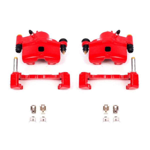 Power Stop 90-00 Honda Civic Front Red Calipers w/Brackets - Pair - S1379