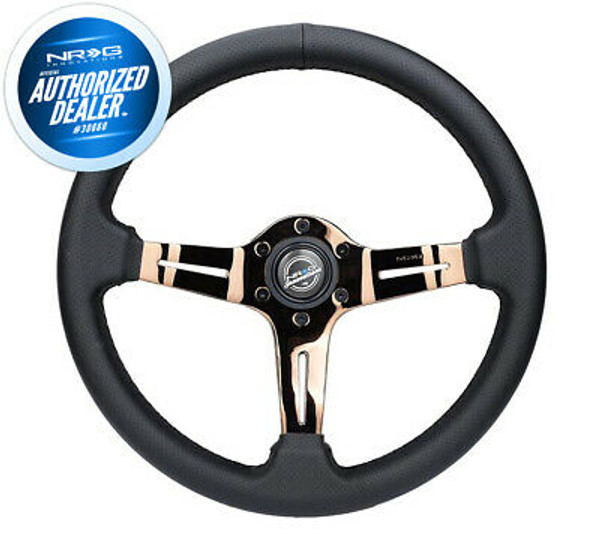 NRG Light Weight Gaming Steering Wheel - Splitz Chrome Silver Spokes Perforated Leather - ST-010CH-PR