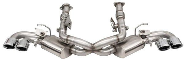 Corsa 2020 Corvette C8 3in Valved Cat-Back 4.5in Pol Quad Tips Fits Factory Perf Exhaust Deletes AFM - 21103