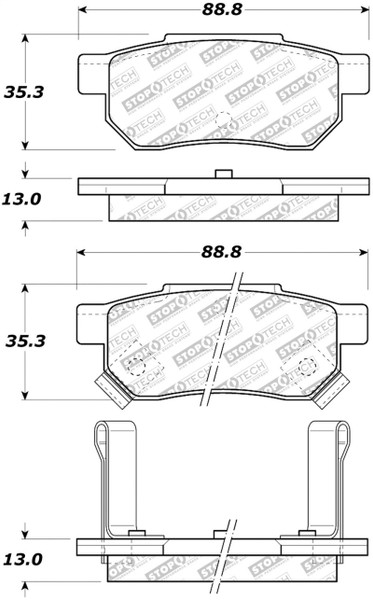StopTech 90-01 Acura Integra Street Select Brake Pads - Rear - 305.03740