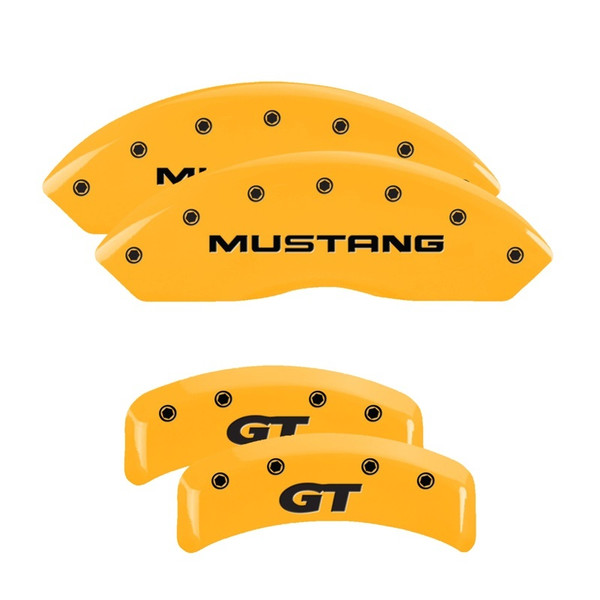 MGP 4 Caliper Covers Engraved Front Mustang Rear Sn95/Gt Yellow Finish Black Char 2001 Ford Mustang - 10095SMG1YL