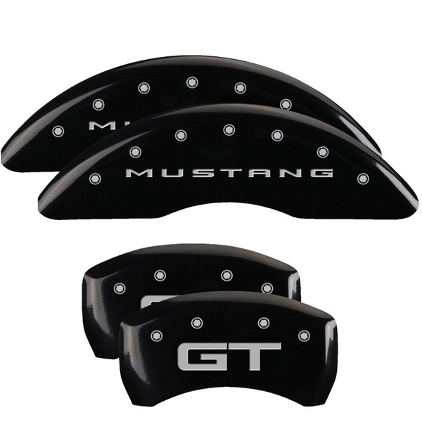MGP 4 Caliper Covers Engraved Front 2015/Mustang Engraved Rear 2015/GT Black finish silver ch - 10200S2MGBK