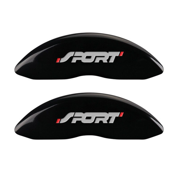 MGP 4 Caliper Covers Engraved Front & Rear No bolts/Sport Black finish silver ch - 10229SSP1BK