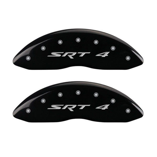 MGP Front set 2 Caliper Covers Engraved Front SRT4 Black finish silver ch - 12002FSR4BK
