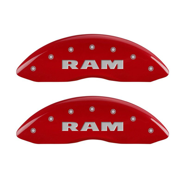 MGP 4 Caliper Covers Engraved Front & Rear RAM Red finish silver ch - 12043SRAMRD