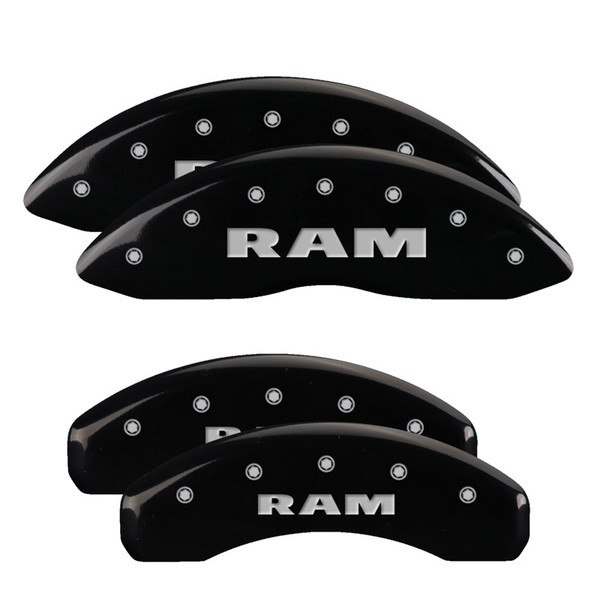 MGP 4 Caliper Covers Engraved Front & Rear RAM Black finish silver ch - 12134SRAMBK