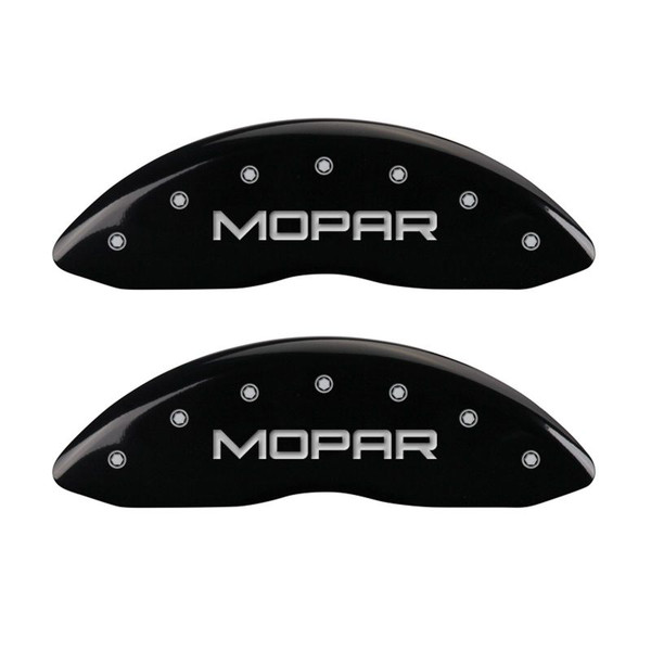 MGP 4 Caliper Covers Engraved Front & Rear MOPAR Black finish silver ch - 12162SMOPBK