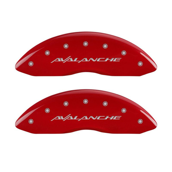 MGP 4 Caliper Covers Engraved Front & Rear Avalanche Red finish silver ch - 14048SAVLRD
