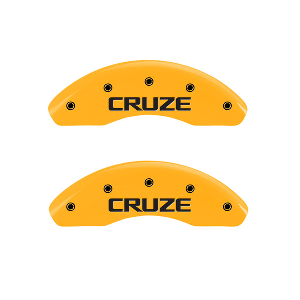 MGP 4 Caliper Covers Engraved Front & Rear Cruze Yellow finish black ch - 14232SCRZYL