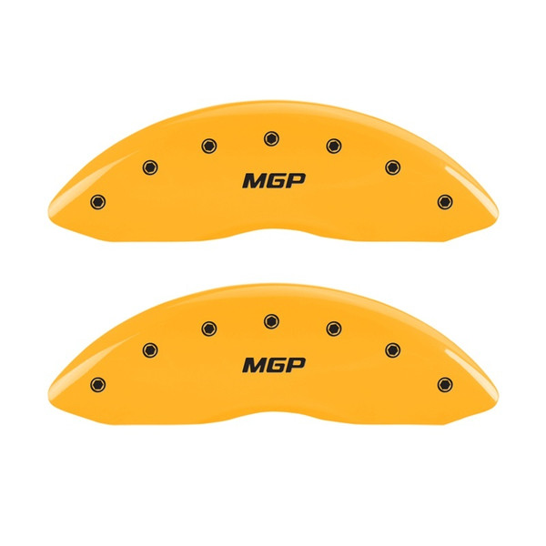 MGP Front set 2 Caliper Covers Engraved Front MGP Yellow finish black ch - 16222FMGPYL
