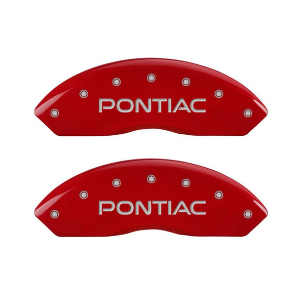 MGP 4 Caliper Covers Engraved Front Pontiac Engraved Rear GXP Red finish silver ch - 18030SPXPRD