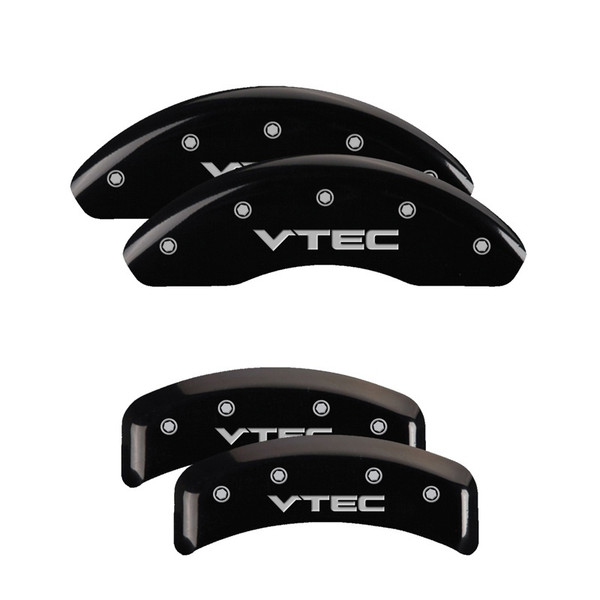 MGP 4 Caliper Covers Engraved Front & Rear Vtech Black finish silver ch - 20076SVTCBK