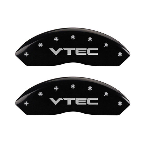 MGP 4 Caliper Covers Engraved Front & Rear Vtech Black finish silver ch - 20216SVTCBK