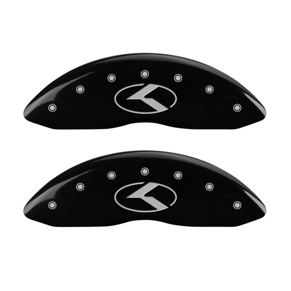MGP 4 Caliper Covers Engraved Front & Rear Circle K/Kia Black finish silver ch - 21183SCRKBK