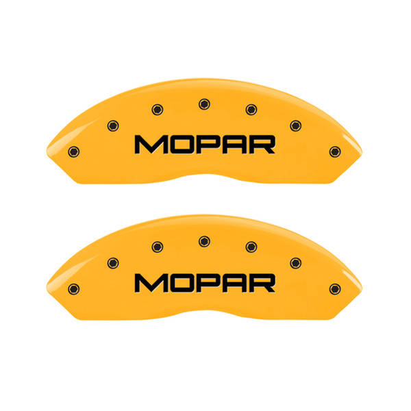 MGP 4 Caliper Covers Engraved Front & Rear MOPAR Yellow finish black ch - 32021SMOPYL