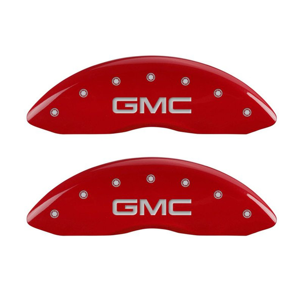 MGP 4 Caliper Covers Engraved Front & Rear Envoy Red finish silver ch - 34004SEVYRD
