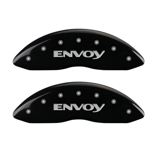 MGP 4 Caliper Covers Engraved Front & Rear Envoy Black finish silver ch - 34004SEVYBK