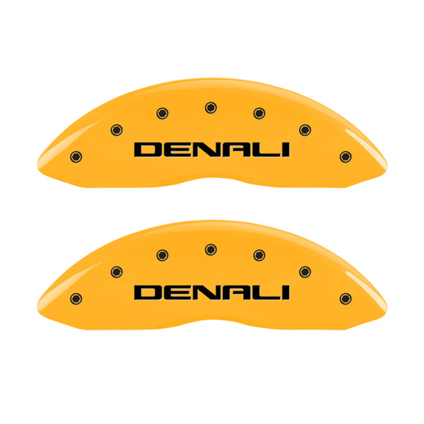MGP 4 Caliper Covers Engraved Front & Rear Denali Yellow Finish Black Char 2009 GMC Savana 1500 - 34011SDNLYL