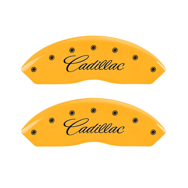 MGP 4 Caliper Covers Engraved Front Cadillac Rear STS Yellow Finish Black Char 2007 Cadillac STS - 35002SSTSYL