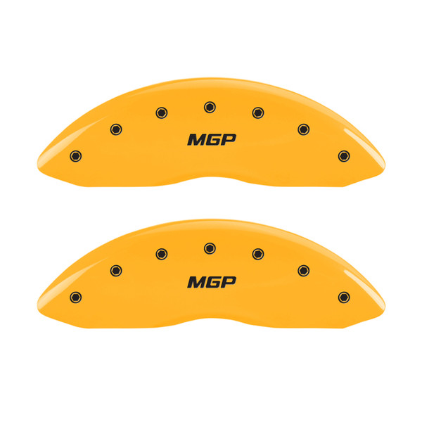 MGP 4 Caliper Covers Engraved Front & Rear MGP Yellow Finish Black Char 2004 Cadillac Escalade EXt - 35014SMGPYL