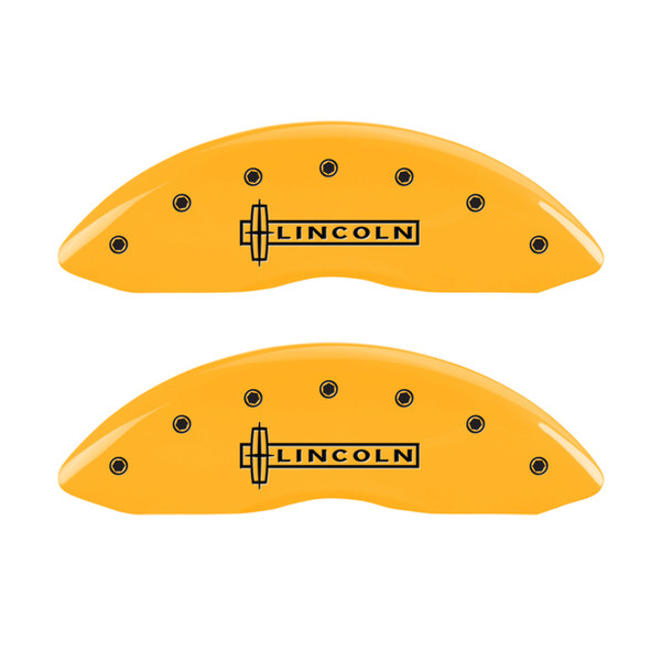 MGP 4 Caliper Covers Engraved Fr Lincoln Rr Star Logo Yellow Finish Blk Char 17 Lincoln Continental - 36023SLC1YL