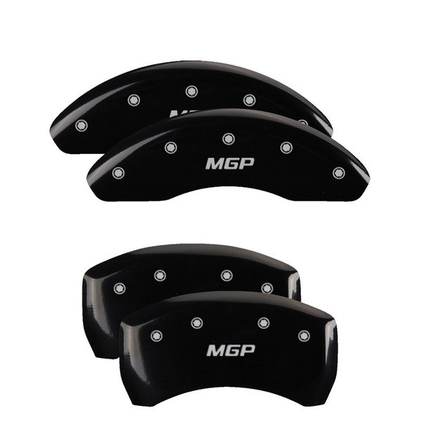 MGP 4 Caliper Covers Engraved Front & Rear MGP Black Finish Silver Char 2017 Infiniti QX30 - 37030SMGPBK