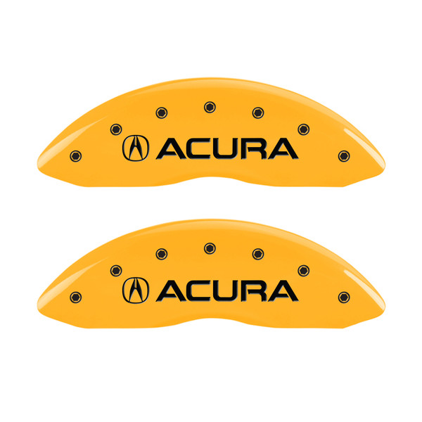 MGP 4 Caliper Covers Engraved Front & Rear Acura Yellow finish black ch - 39013SACUYL
