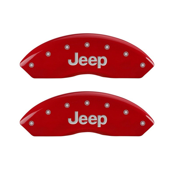 MGP Front set 2 Caliper Covers Engraved Front JEEP Red finish silver ch - 42009FJEPRD
