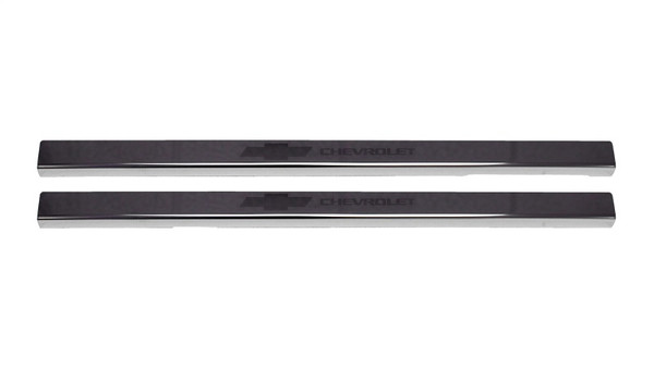Putco 2020 Chevy Silv LD/HD Double/Regular Cab w/ Bow Tie Etching (2pcs) Black Platinum Door Sills - 95181BPGM-1