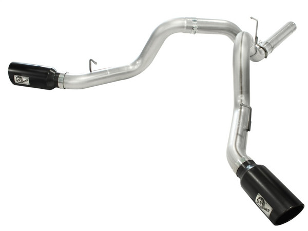 aFe MachForce XP Exhaust 4inch DP-Back All SS 2011-14 GM Diesel Trucks V8-6.6L LML Black Tips - 49-44043-B